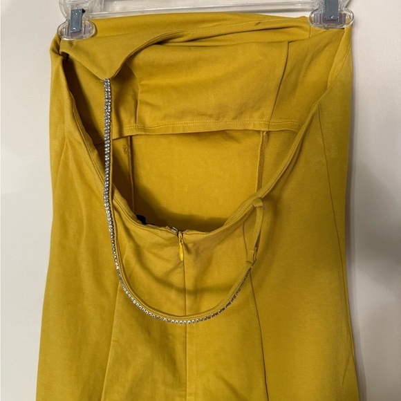 NBD Ciara One Shoulder Diamond Mini Dress | Size XS NWT Saffron Yellow - Picture 9 of 16